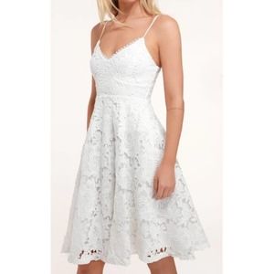 LULU'S XL Nora Lee White Sleeveless Lace Midi Dress With Pockets NEW B39